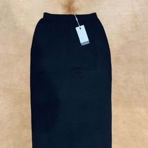 Endless Rose- New with Tags- Black Midi Pencil Skirt- High Slit- Knitted Skirt-
